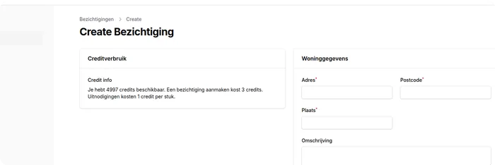 Bezichtiging aanmaken in EasyViewing